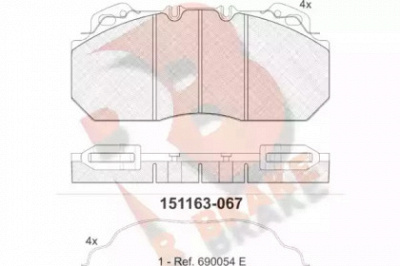R BRAKE rb1163 -  Комплект тормозных колодок, дисковый тормоз